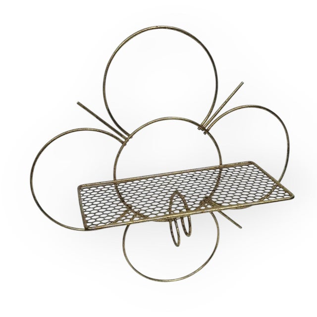 1950s Atomic Mid-Century Gold Wire Daisy Flower Wall Shelves, a Pair For Sale - Image 10 of 10