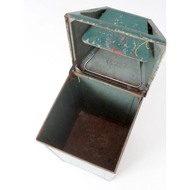 Green Mid Century Industrial Waste Bin For Sale - Image 8 of 18