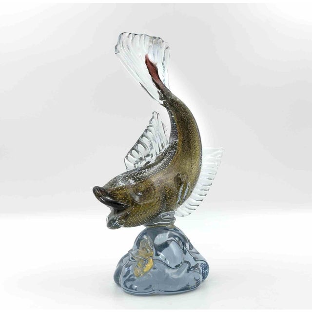 Italian Sommerso Murano Glass Carp Sculpture For Sale - Image 5 of 6