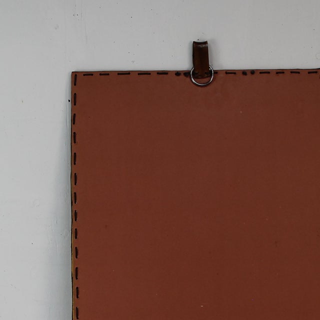 Vintage Leather Mirror, 1960s, in Very Good conditions. Designed 1960 to 1969