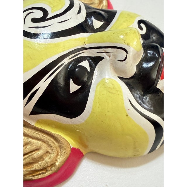 Vintage Chinese Hand-Painted Opera Clay Wall Masks, Huishan Style — Set of 3 For Sale - Image 11 of 12