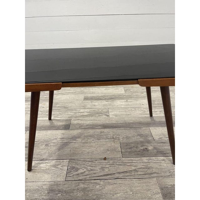 A- 362 vintage coffee table with black glass by jiri jiroutek for interieur praha 1960 little chip of the original glass...