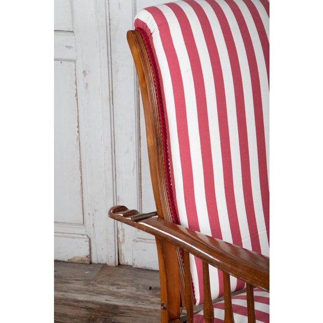1920s 1920s French Morris Reclining Chair With Red Stripe Cushions For Sale - Image 5 of 10
