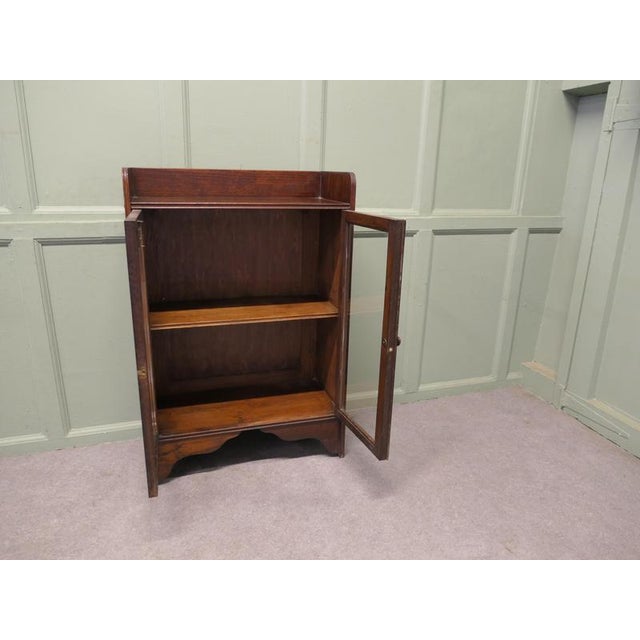 Small Oak Glazed Bookcase with Gallery, 1900s For Sale - Image 4 of 8
