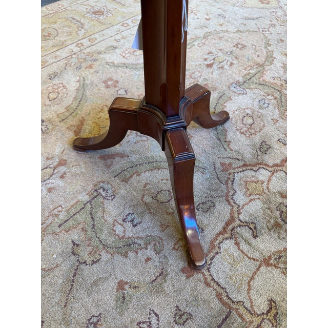 Antique French Mahogany Round Table With Marble Top and Brass Gallery For Sale - Image 4 of 6