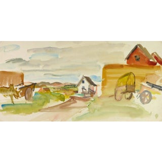 Stephane Magnard, Serene Farm in Watercolors For Sale
