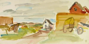 Stephane Magnard, Serene Farm in Watercolors