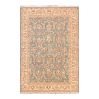 Classic Ziegler Green Beige Hand-Knotted Wool Rug - 5'2'' X 6'8'' For Sale