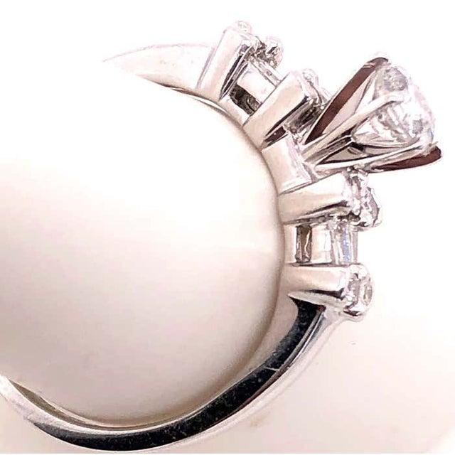 Metal 14 Karat White Gold Diamond Engagement Ring 1.30 Total Diamond Weight, Size 7.25 For Sale - Image 7 of 12