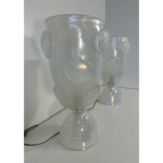 Italian Art Deco Murano Glass Vase Table Lamps, 2000s, Set of 2 For Sale - Image 7 of 11
