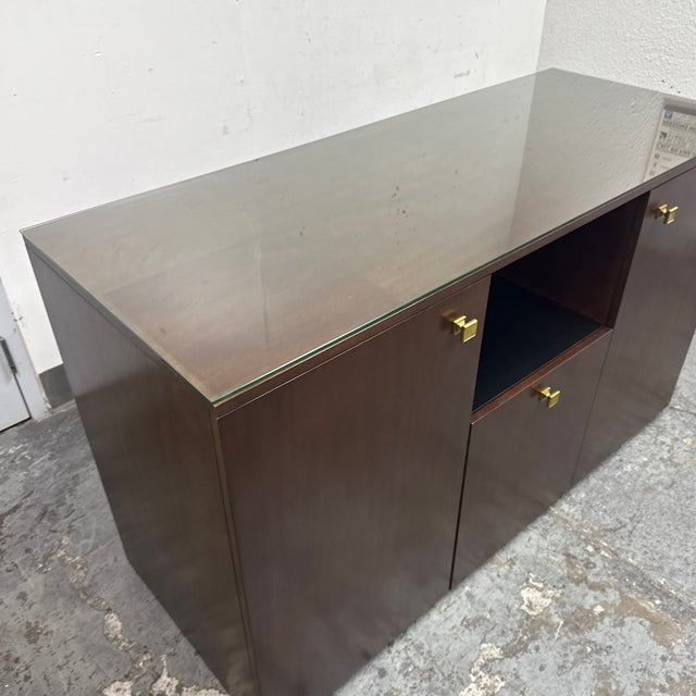 Lily Jack Walnut Bespoke Credenza + Glass Top For Sale - Image 10 of 12