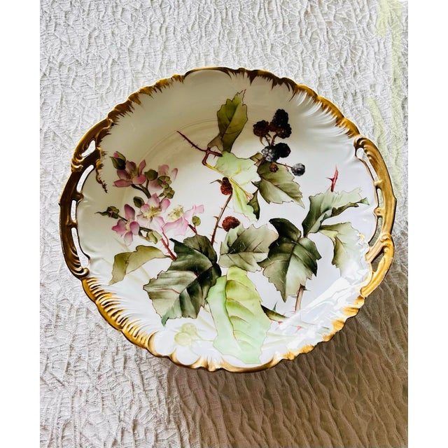 Authentic hand painted Charles Field Haviland Limoges black berry plate. Hand painted gold trim with heavy real gold gilt....