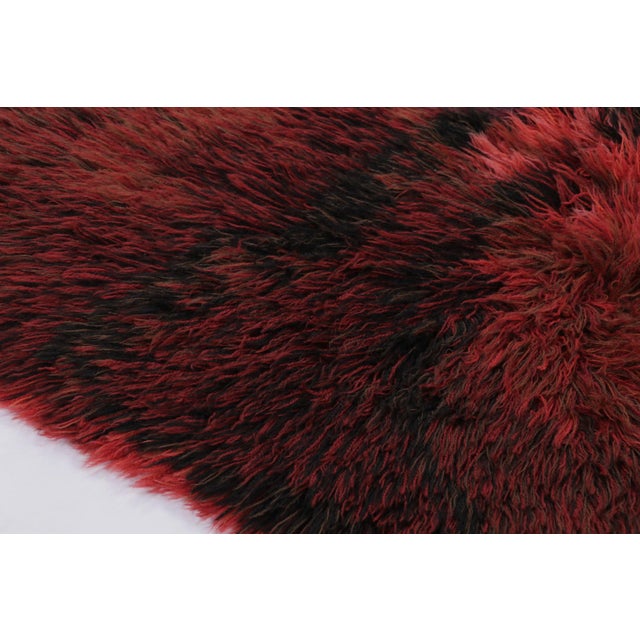 1960s Vintage Swedish Rya Rug With Crimson and Black Abstract Pattern - Rug & Kilim For Sale - Image 5 of 9