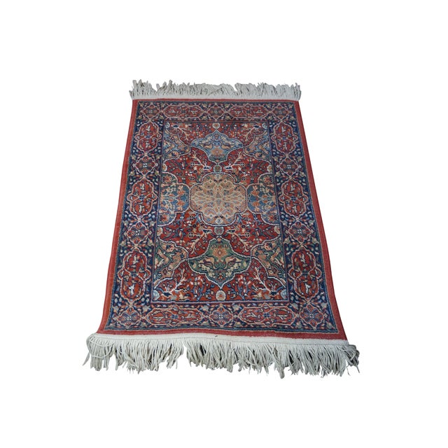 Abstract Vintage Belgium Synthetic Woven Abstract Rug Runner Carpet Mat 24" X 36" For Sale - Image 3 of 12