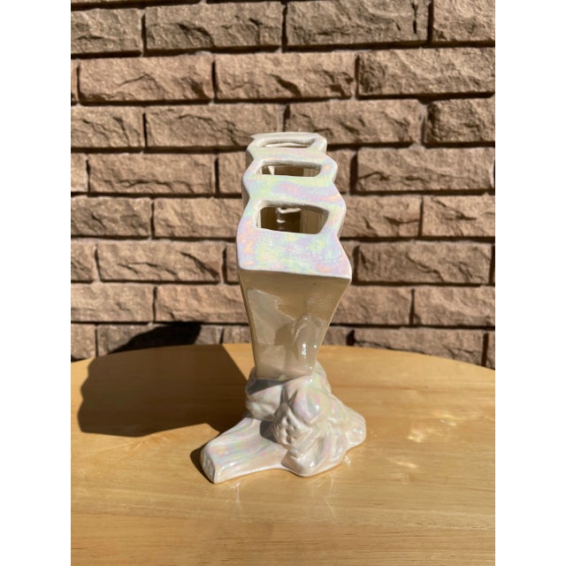 Mid-Century Modern Vintage 1960s Iridescent Fan Vase For Sale - Image 3 of 11