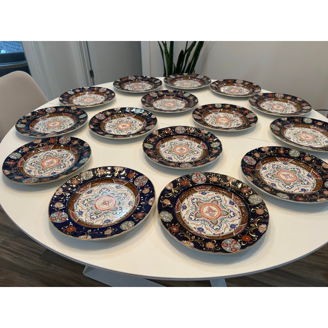 Signed Antique Ashworth Bros Ironstone Dinner Plates -B2828 Circa 1860, Set of 15 For Sale In Miami - Image 6 of 12