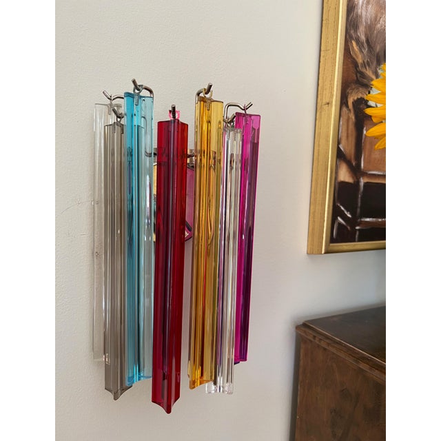 Bold Colorful Murano Glass Wall Lamps, Set of 3 For Sale - Image 6 of 9