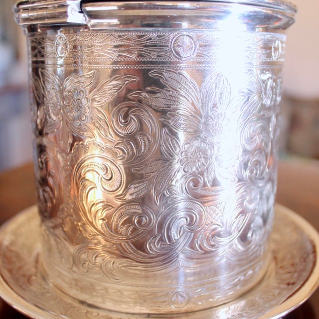 English Vintage Silver Plate on Nickel Biscuit Box For Sale - Image 4 of 10
