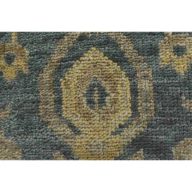 Oushak Rug 10' X 14' Blue Wool Hand-Knotted Oriental Carpet For Sale - Image 10 of 15