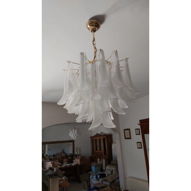 Six-Light Murano Glass Petal Chandeliers, 1970s, Set of 2 For Sale - Image 4 of 12