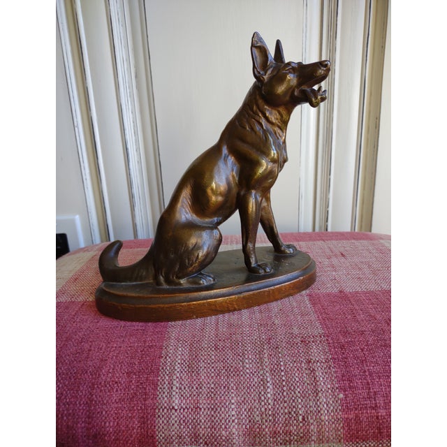 Large Antique Metal German Shepard Statue For Sale - Image 9 of 10