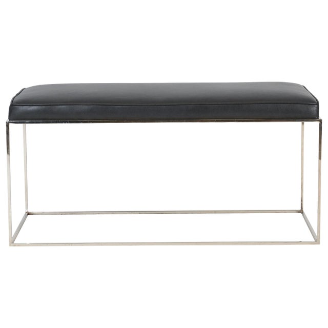 Architectural Chrome Frame Bench by Milo Baughman For Sale