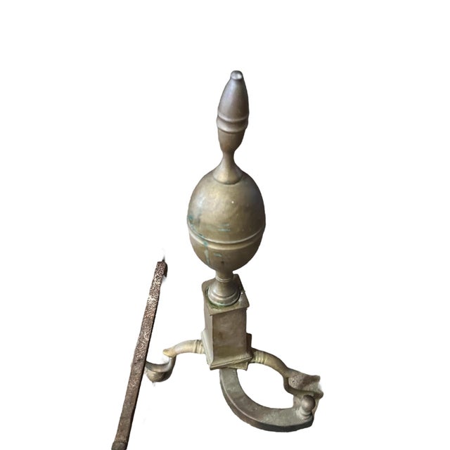 Antique Brass Andirons- a Pair For Sale - Image 10 of 11