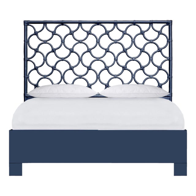 Mar Platform Bed Double, Navy Blue For Sale