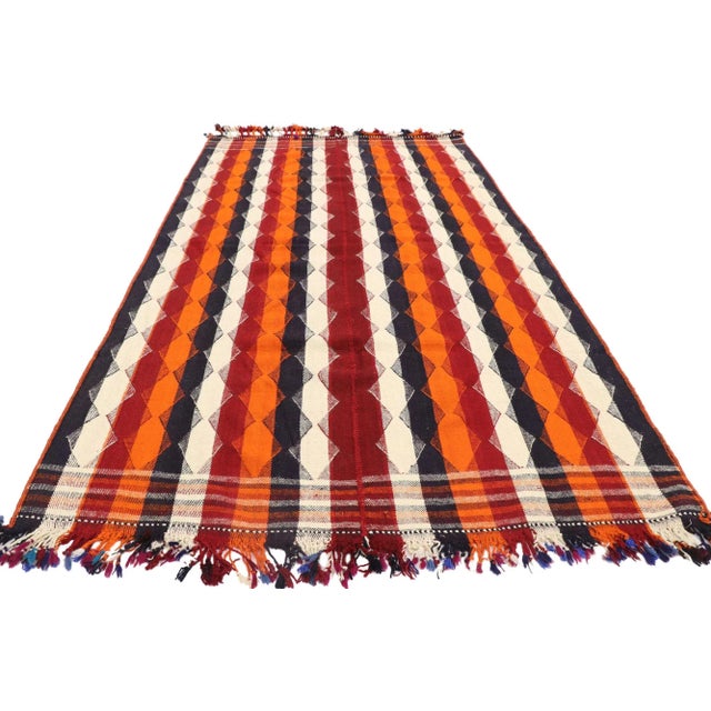 Tribal Late 20th Century Vintage Persian Striped Kilim Rug, 04'10 X 08'04 For Sale - Image 3 of 9
