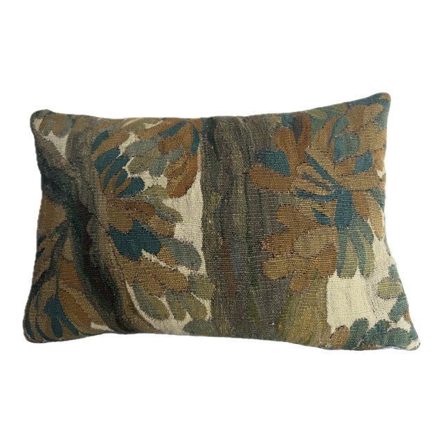 17th Century Brussels Tapestry Pillow With Botanical Pattern For Sale