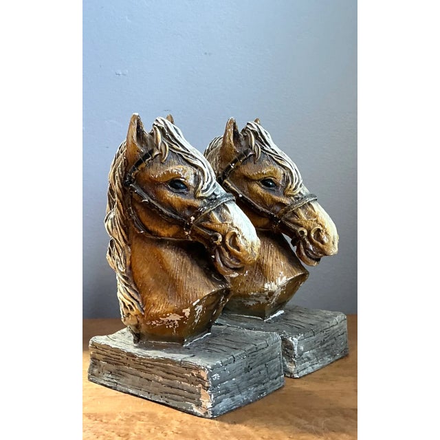 Vintage Horse Head Plaster Bookends - Pair For Sale In West Palm - Image 6 of 12