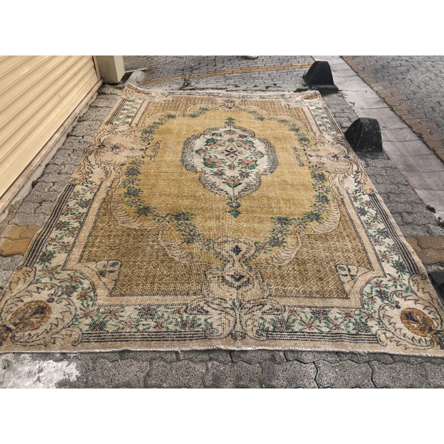 Tribal Handmade Tribal Yellow Rug For Sale - Image 3 of 11