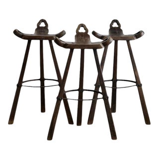 1970s Vintage Brutalist Marbella Barstools - Set of 3 For Sale