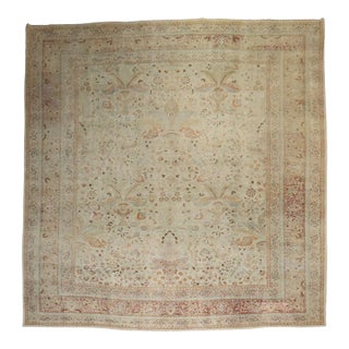 Zabihi Collection Antique Large Square Meshed Rug - 13'3" x 15'5" For Sale