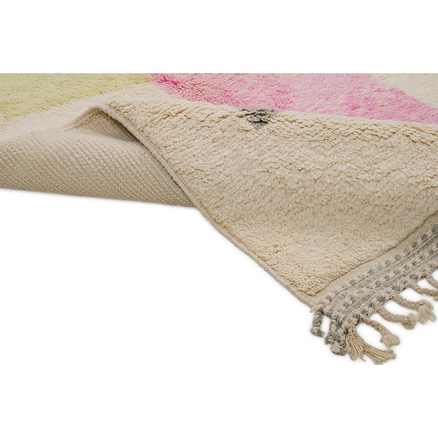 Abstract Hand-Knotted Moroccan Wool Rug | 8'8" X 4'7" | One of a Kind For Sale - Image 6 of 10