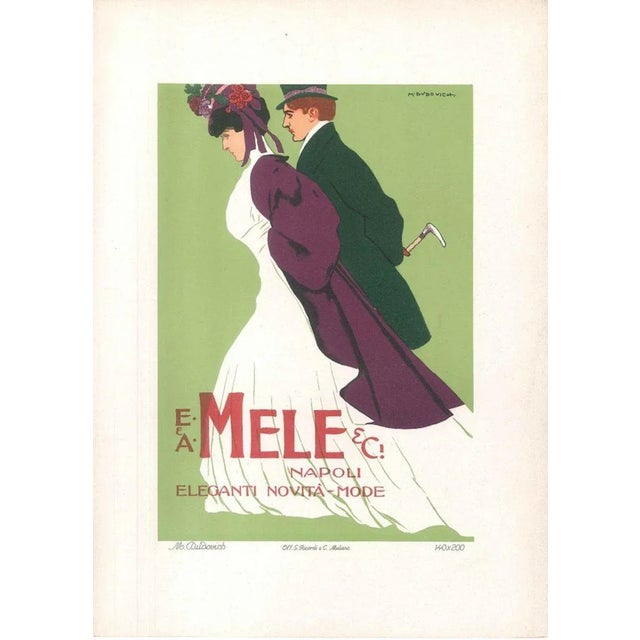 Mele is a rare colored lithograph, printed by G. Ricordi and C. Milano, Milan, between 1895 and 1914. An advertising...