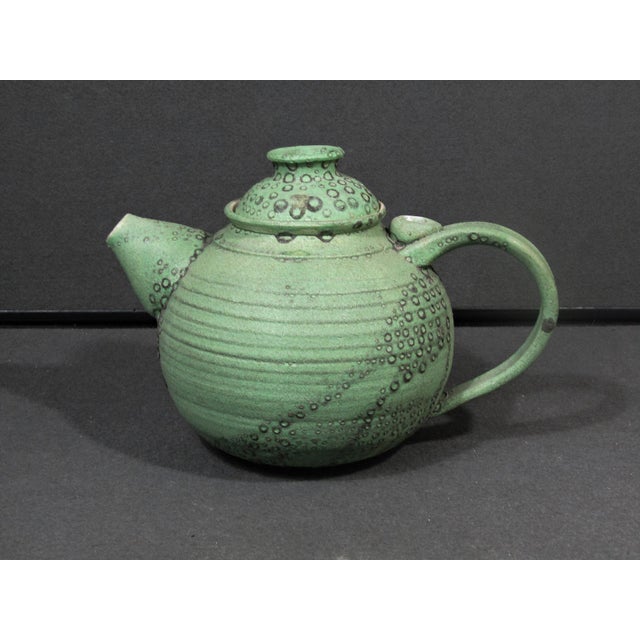 1990s Handmade Modernist Studio Pottery Teapot in Matte Green Glaze For Sale In Austin - Image 6 of 13