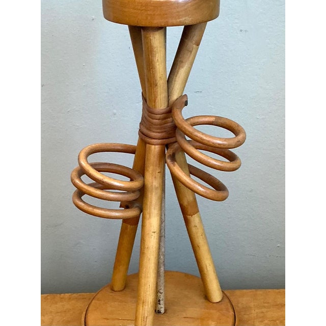 Vintage Rattan Loop Wood Lamp For Sale In West Palm - Image 6 of 14