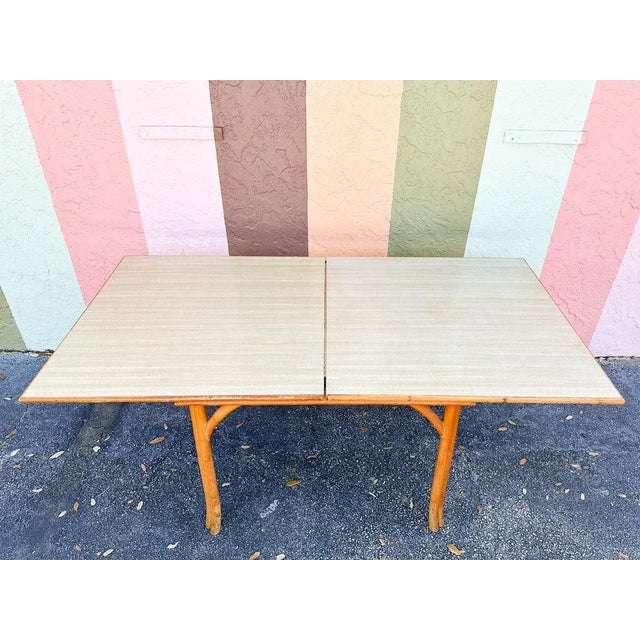 Palm Beach Regency Vintage Florida Flip Top Rattan Game Table For Sale - Image 11 of 12