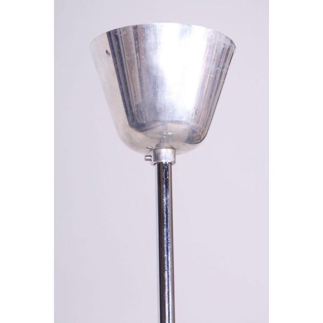 Metal Mid-Century Chandelier in Chromed Steel and Opaline Glass, Germany, 1970s For Sale - Image 7 of 12