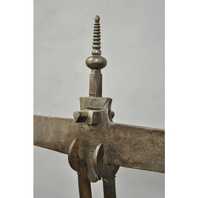 Mid 19th Century Antique English Gothic Arts & Crafts Hand Wrought Iron Balance Beam Scale For Sale - Image 4 of 12