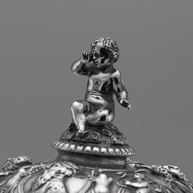 Antique Italian Silver Repoussé & Chased Covered Urn, 1870s For Sale - Image 9 of 18