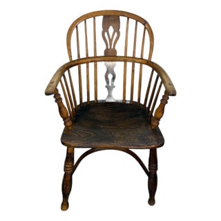 Mid 19th Century Antique English Oak Windsor Chair For Sale