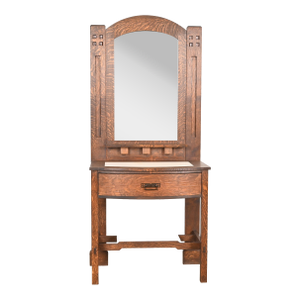 Stickley Style Mission Oak Arts & Crafts Dressing Table With Mirror