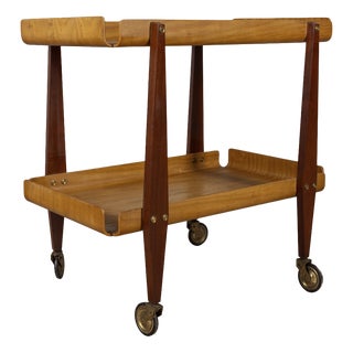 Vintage Wooden Food Cart by Carlo Ratti, 1950s For Sale