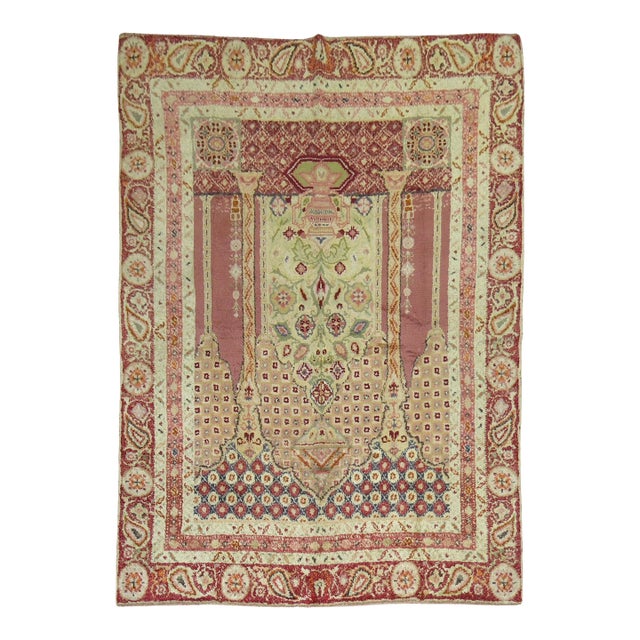Antique Zabihi Collection Turkish Ghiordes Scroll Rug - 6'6" x 8'6" For Sale