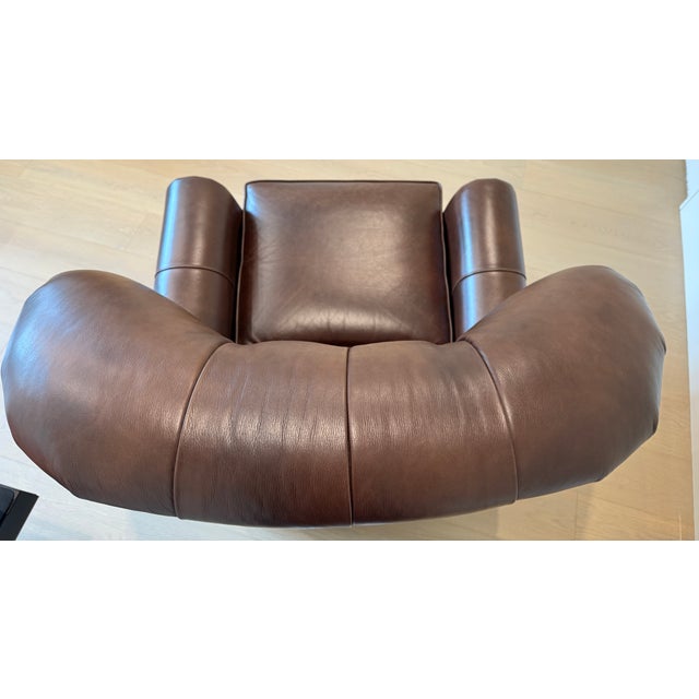 Ethan Allen Cromwell Tufted Wingback Chesterfield Recliner in Brown Leather For Sale - Image 10 of 12