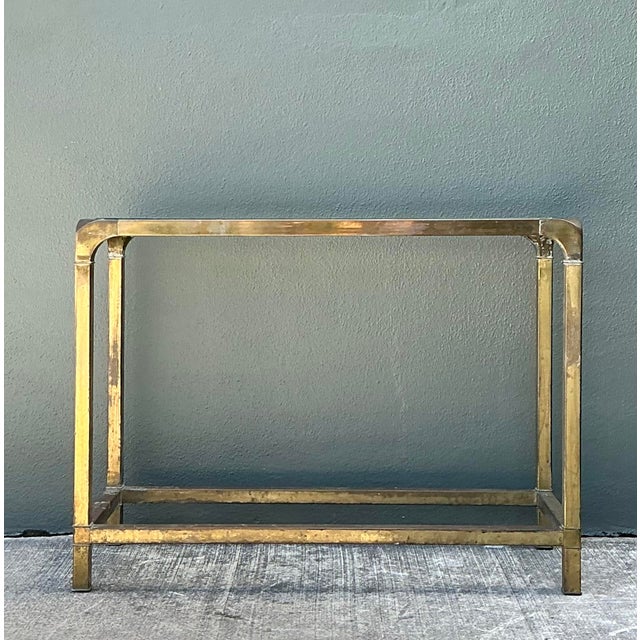 Mastercraft Vintage Brass Console Table After Mastercraft For Sale - Image 4 of 12