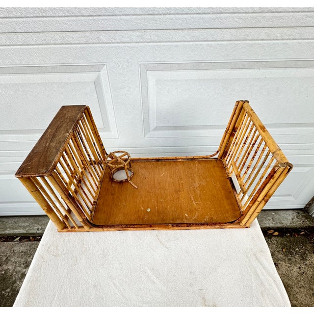 Wood Vintage Bamboo Breakfast Tray For Sale - Image 7 of 11