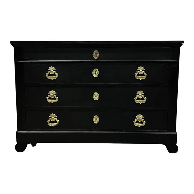 18th Century French solid walnut Commode from Lyon South France. The wood has been ebonized and finished with a lustrous...